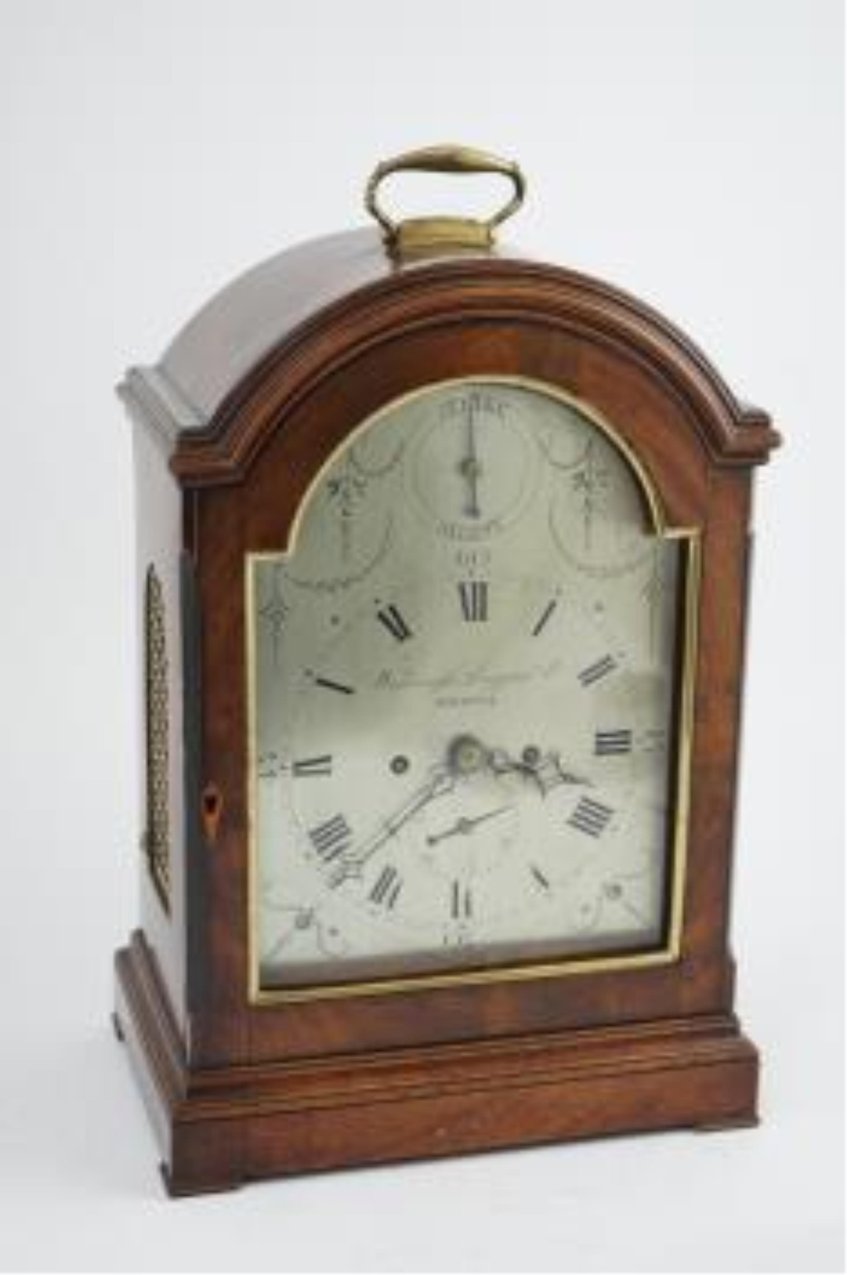 Wasbrough Duggan & Co. Bristol. A George III mahogany eight day hour repeating bracket clock